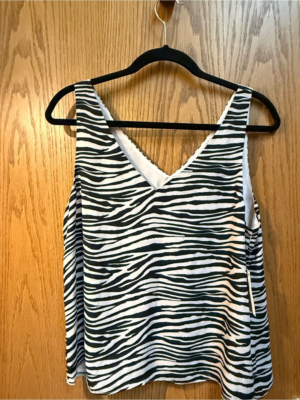 Wayf Black & Cream Zebra Print V-Neck Camisole